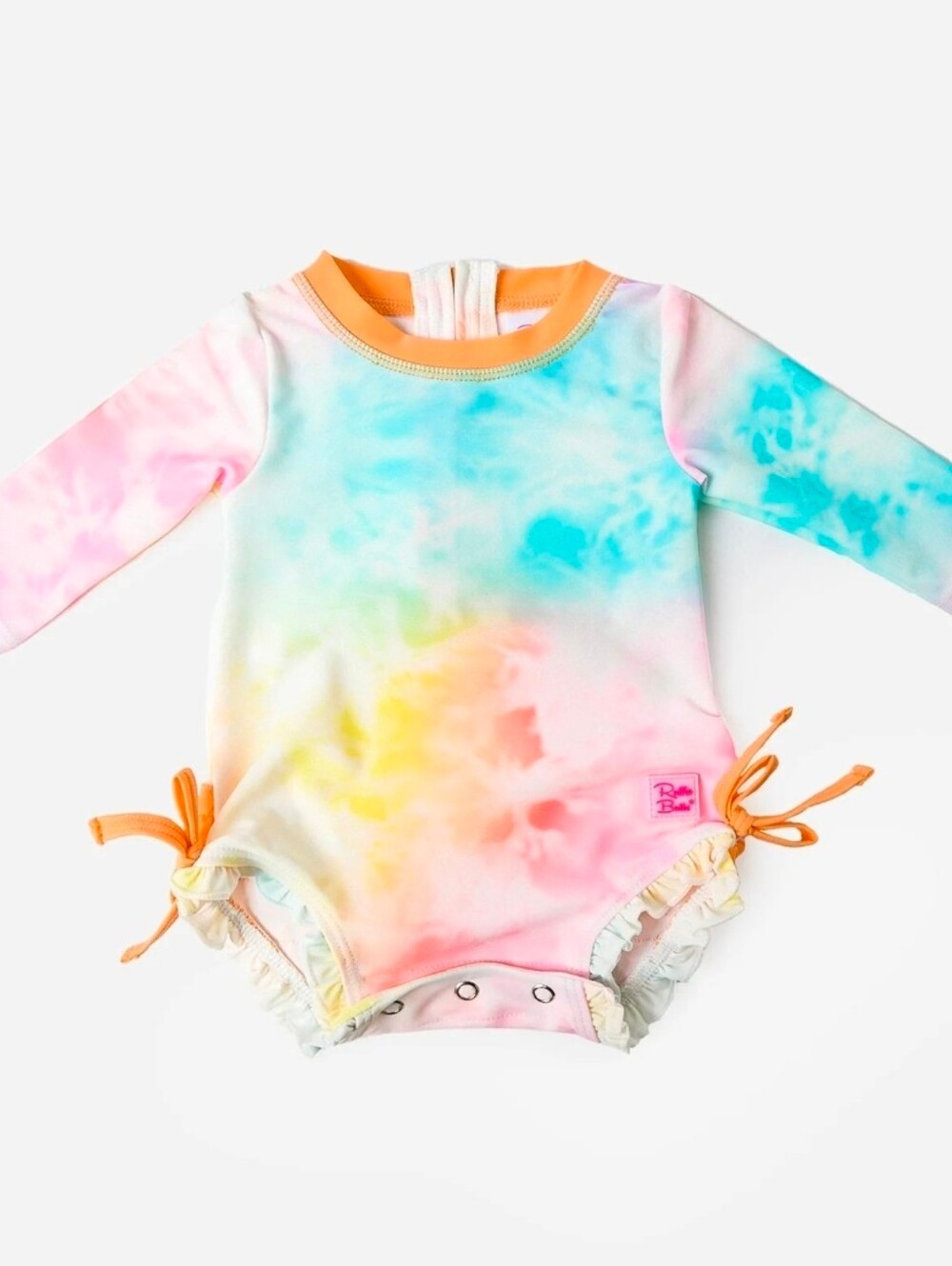 Ruffle Butts Rainbow Tie Dye Rash Guard One Piece Swimsuit